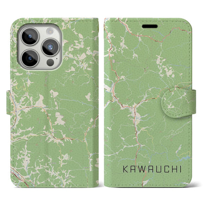 【川内（福島県）】地図柄iPhoneケース（手帳タイプ）ナチュラル・iPhone 15 Pro 用