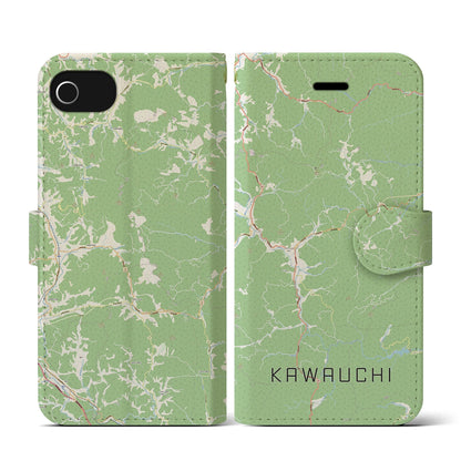 【川内（福島県）】地図柄iPhoneケース（手帳タイプ）ナチュラル・iPhone SE（第3 / 第2世代） / 8 / 7 / 6s / 6 用