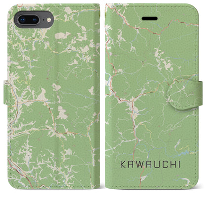 【川内（福島県）】地図柄iPhoneケース（手帳タイプ）ナチュラル・iPhone 8Plus /7Plus / 6sPlus / 6Plus 用
