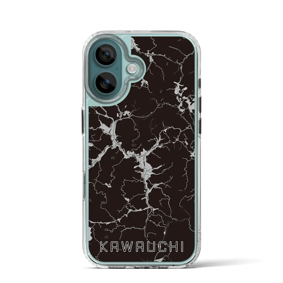 【川内(福島県)】地図柄iPhoneケース(MagSafeタイプ)モノトーン・iPhone 16 Pro 用