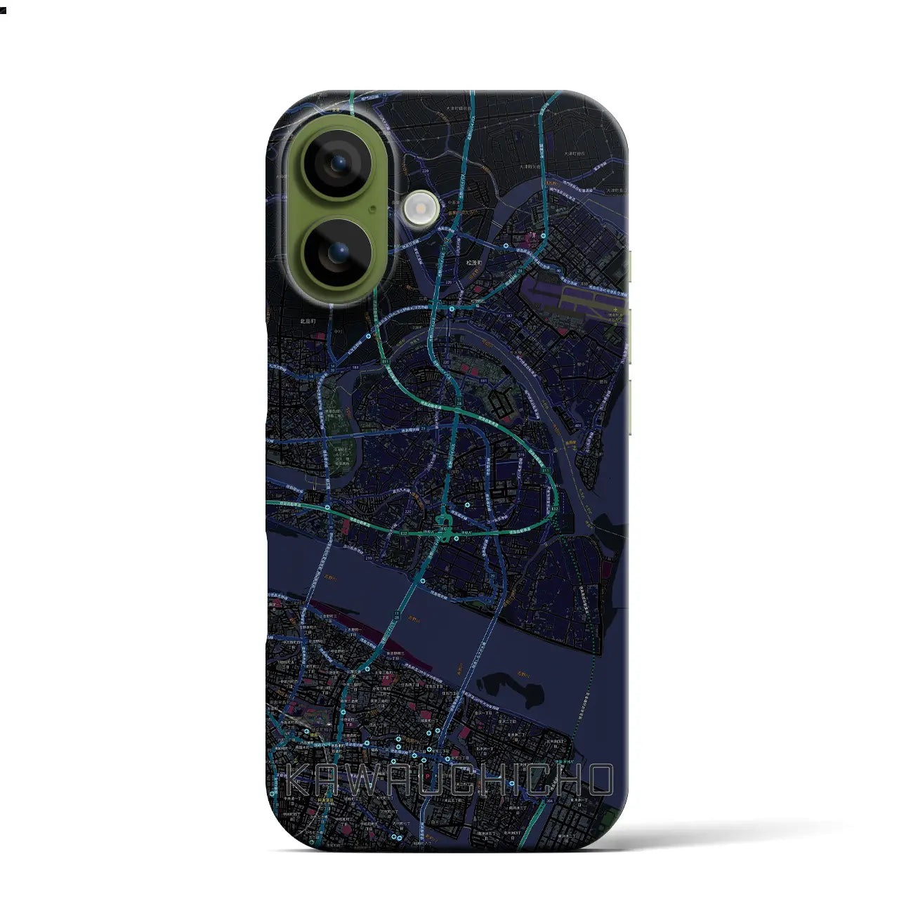 【川内町（徳島県）】地図柄iPhoneケース（バックカバータイプ）