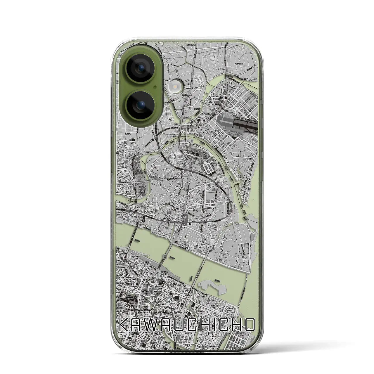 【川内町（徳島県）】地図柄iPhoneケース（クリアタイプ）モノトーン・iPhone 17 Pro Max 用