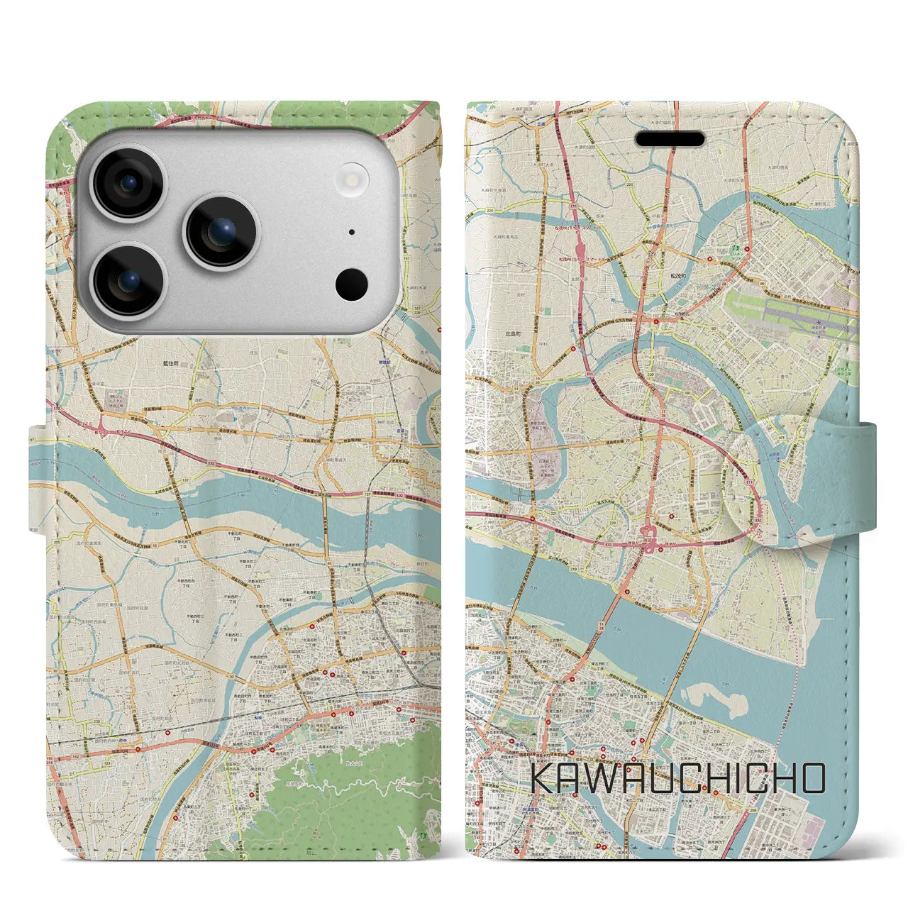 【川内町（徳島県）】地図柄iPhoneケース（手帳タイプ）