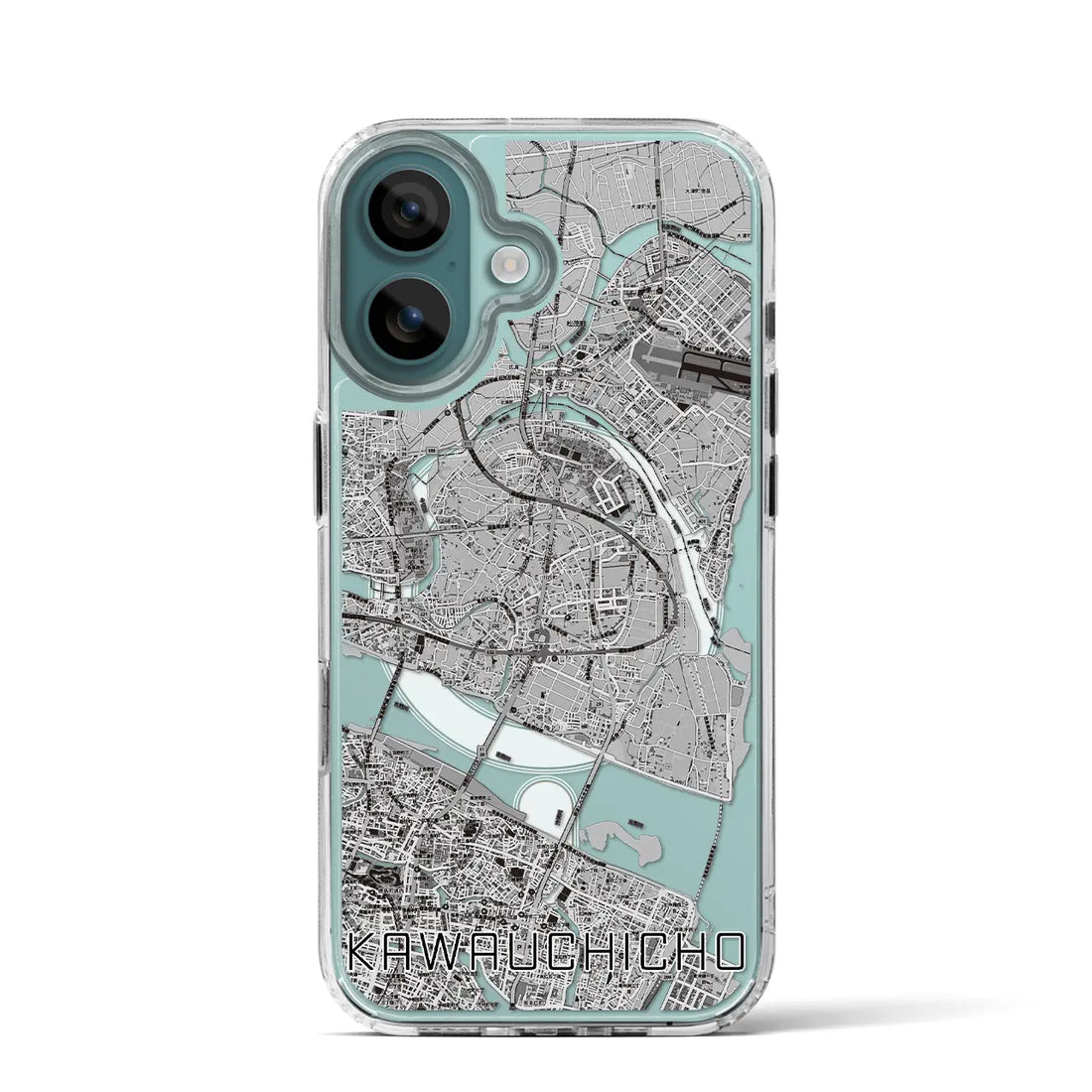 【川内町（徳島県）】地図柄iPhoneケース（MagSafeタイプ）モノトーン・iPhone 16 Pro 用