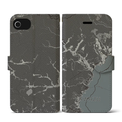 【河津（静岡県）】地図柄iPhoneケース（手帳タイプ）モノトーン・iPhone SE（第3 / 第2世代） / 8 / 7 / 6s / 6 用