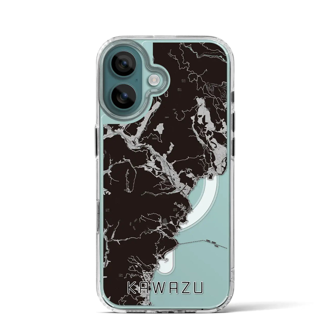 【河津（静岡県）】地図柄iPhoneケース（MagSafeタイプ）モノトーン・iPhone 16 Pro 用