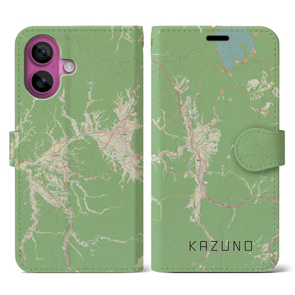 【鹿角（秋田県）】地図柄iPhoneケース（手帳タイプ）ナチュラル・iPhone 16 Pro 用