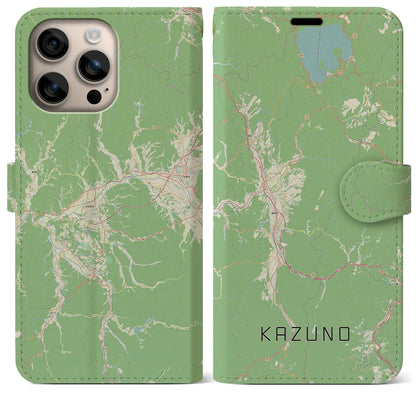 【鹿角（秋田県）】地図柄iPhoneケース（手帳タイプ）ナチュラル・iPhone 16 Plus 用