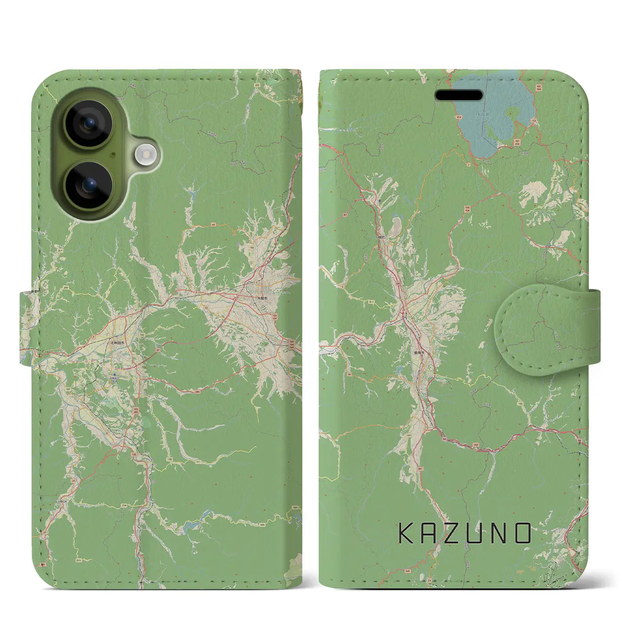 【鹿角（秋田県）】地図柄iPhoneケース（手帳タイプ）