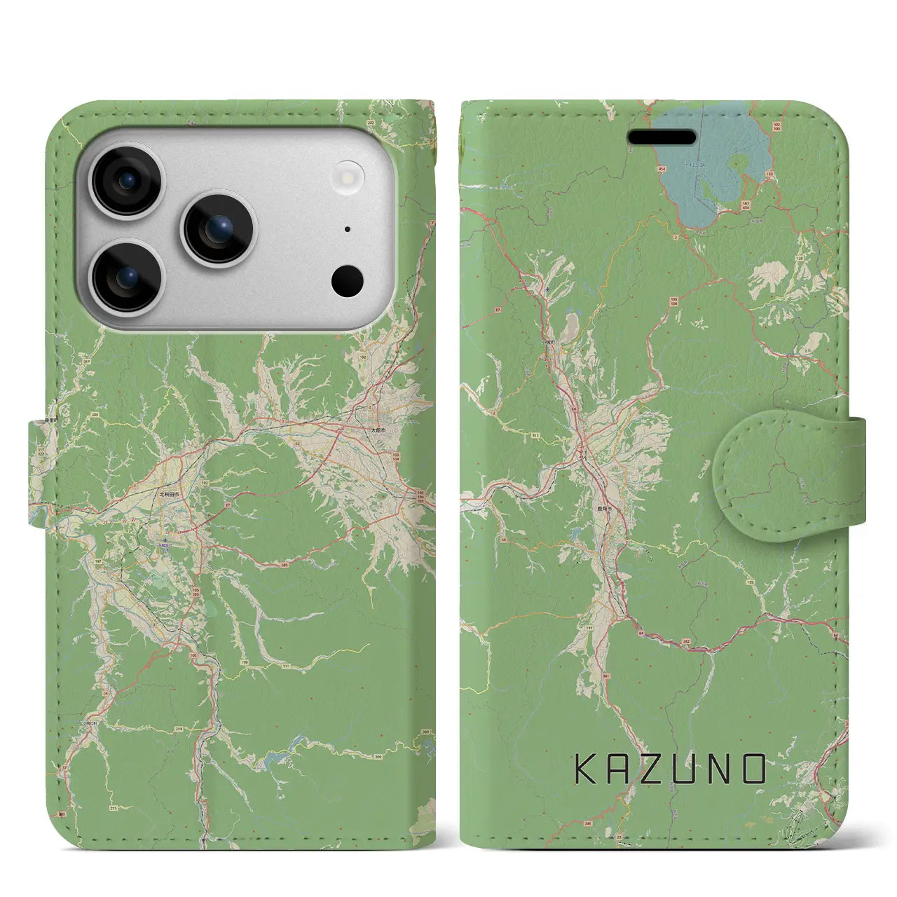 【鹿角（秋田県）】地図柄iPhoneケース（手帳タイプ）