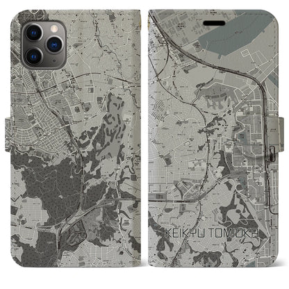 【京急富岡（神奈川県）】地図柄iPhoneケース（手帳タイプ）モノトーン・iPhone 11 Pro Max 用