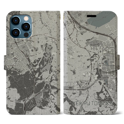 【京急富岡（神奈川県）】地図柄iPhoneケース（手帳タイプ）モノトーン・iPhone 12 / 12 Pro 用