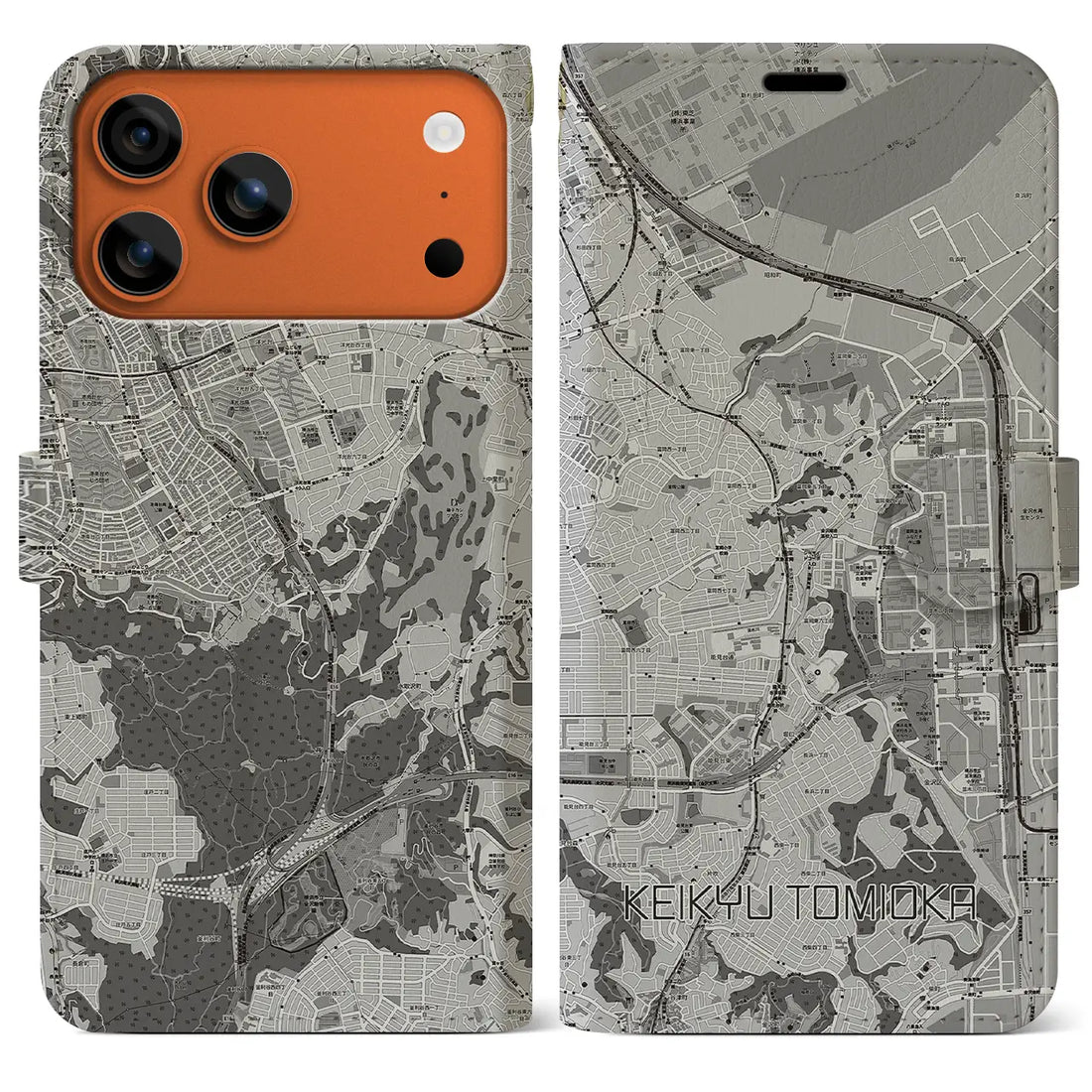 【京急富岡（神奈川県）】地図柄iPhoneケース（手帳タイプ）