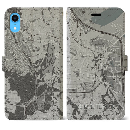 【京急富岡（神奈川県）】地図柄iPhoneケース（手帳タイプ）モノトーン・iPhone XR 用
