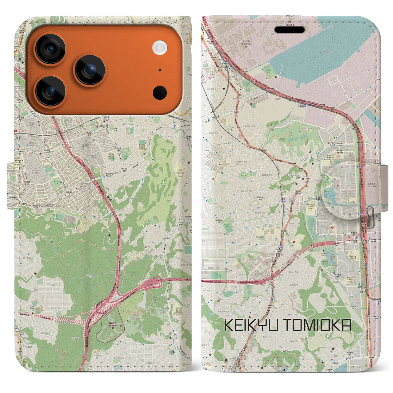 【京急富岡（神奈川県）】地図柄iPhoneケース（手帳タイプ）