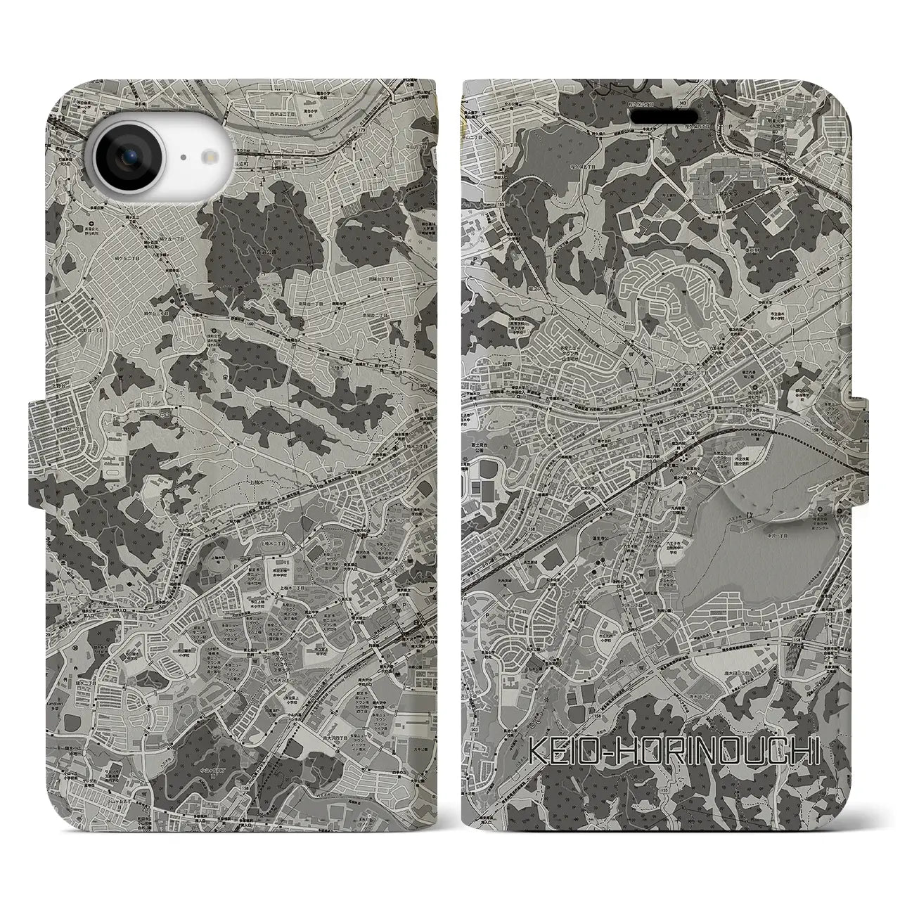 【京王堀之内（東京都）】地図柄iPhoneケース（手帳タイプ）