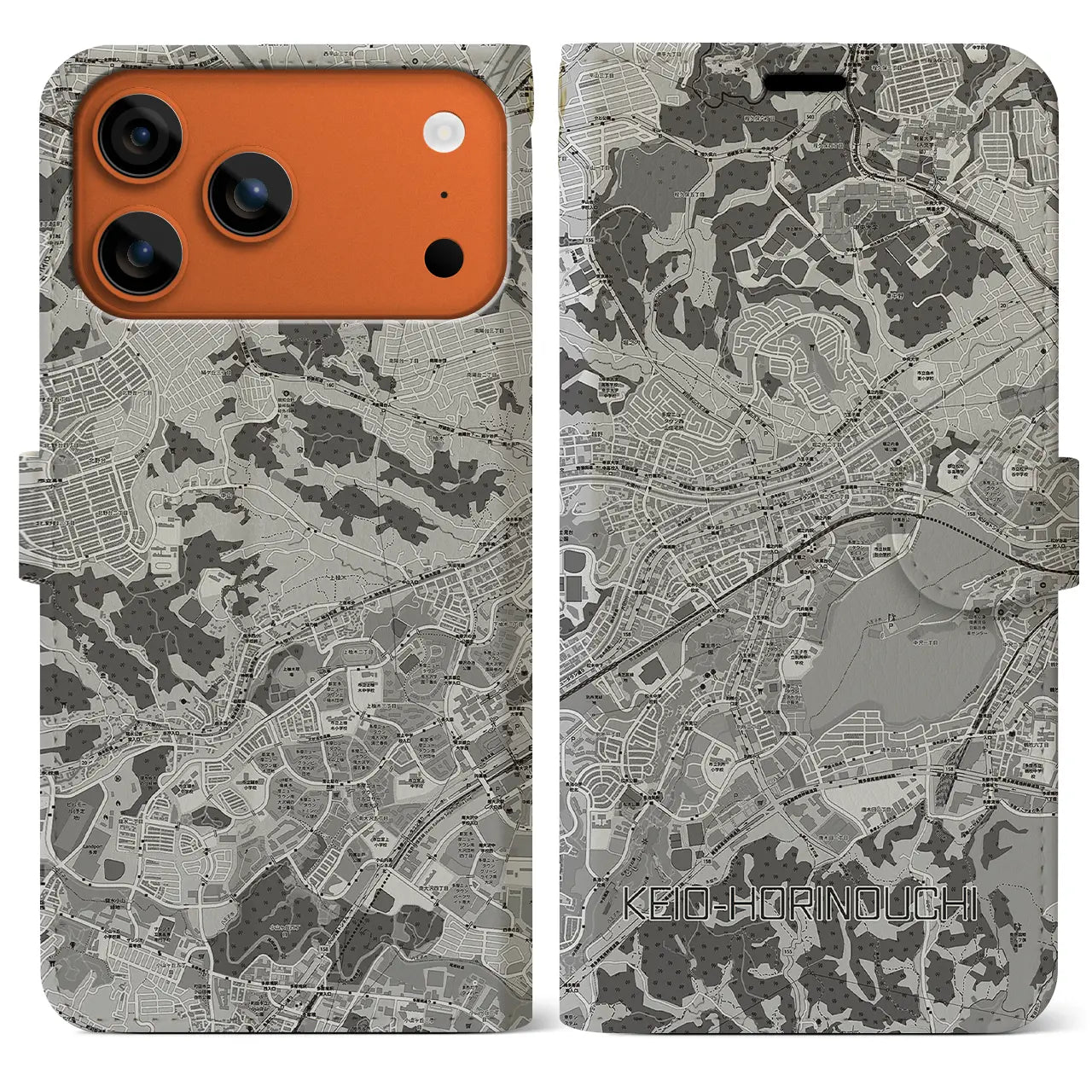 【京王堀之内（東京都）】地図柄iPhoneケース（手帳タイプ）