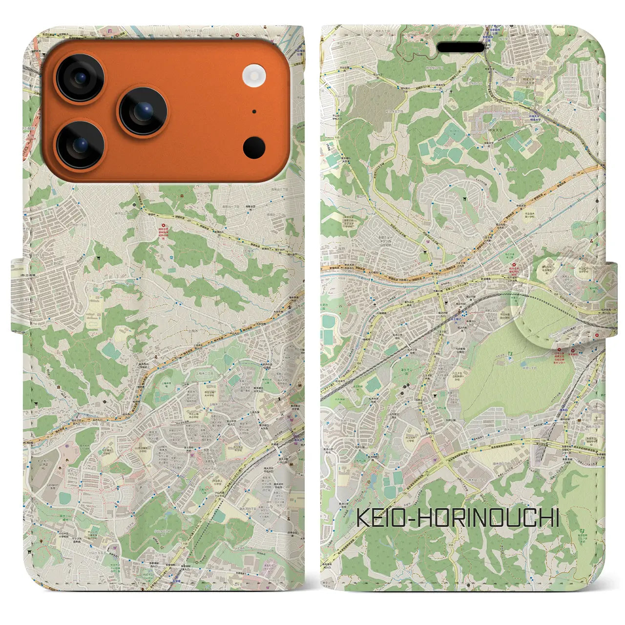 【京王堀之内（東京都）】地図柄iPhoneケース（手帳タイプ）