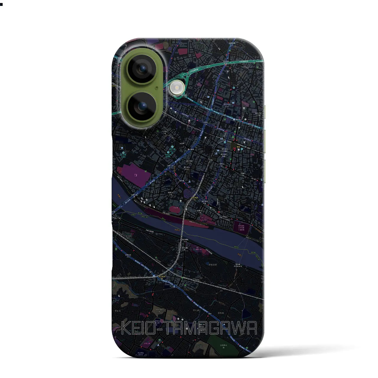 【京王多摩川（東京都）】地図柄iPhoneケース（バックカバータイプ）