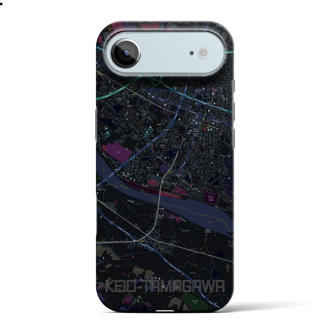 【京王多摩川（東京都）】地図柄iPhoneケース（バックカバータイプ）