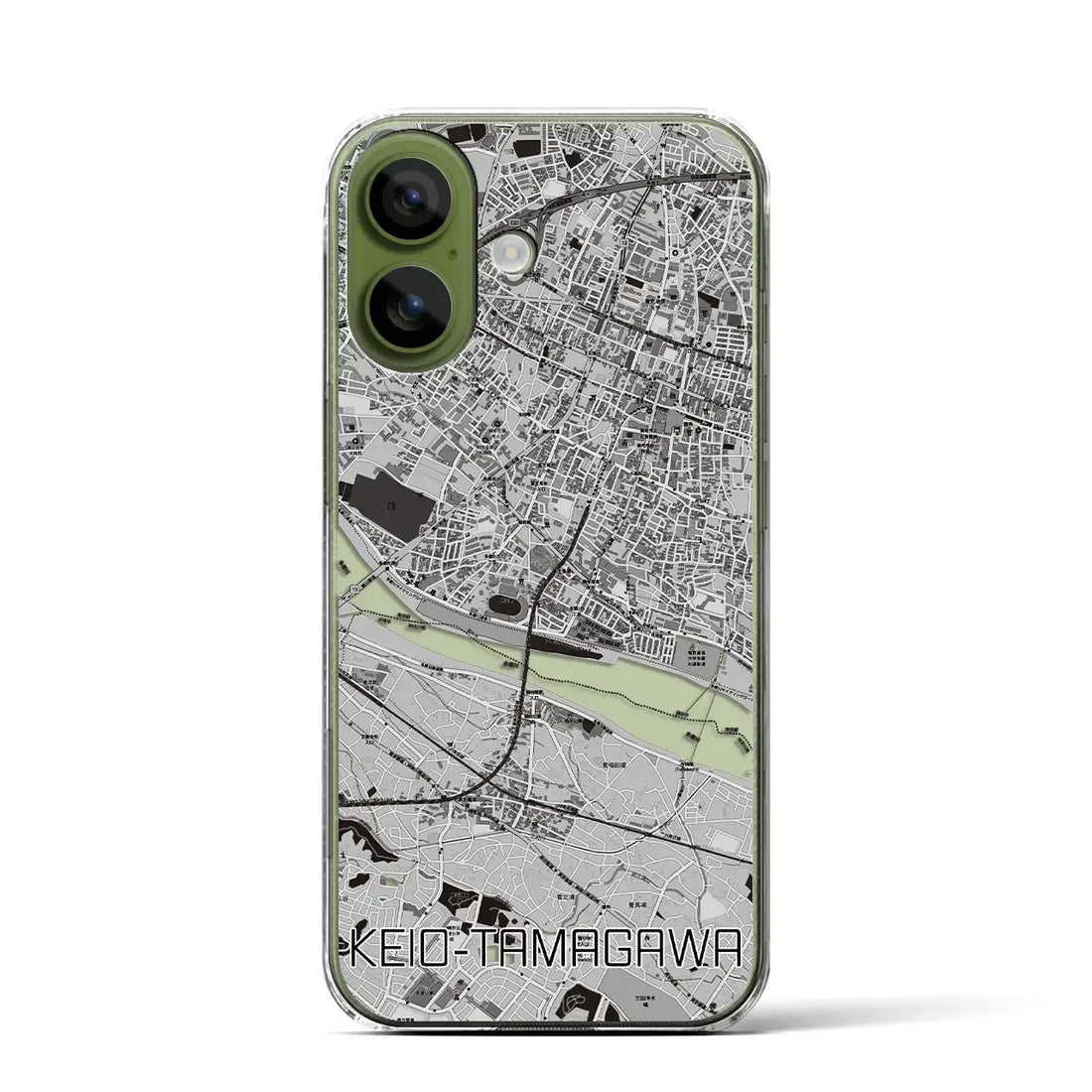 【京王多摩川（東京都）】地図柄iPhoneケース（クリアタイプ）モノトーン・iPhone 17 Pro Max 用