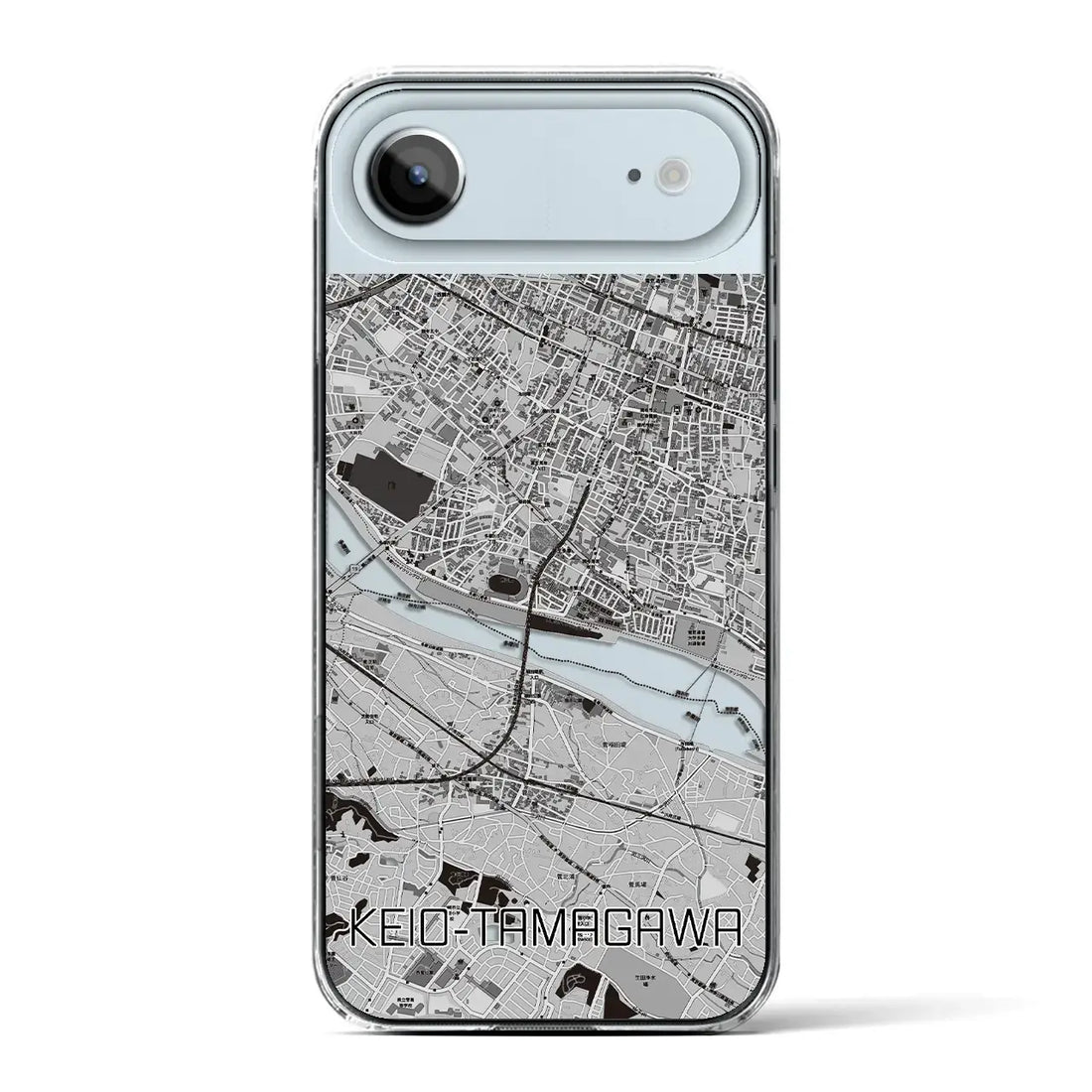 【京王多摩川(東京都)】地図柄iPhoneケース(クリアタイプ)モノトーン・iPhone 17 Pro Max 用