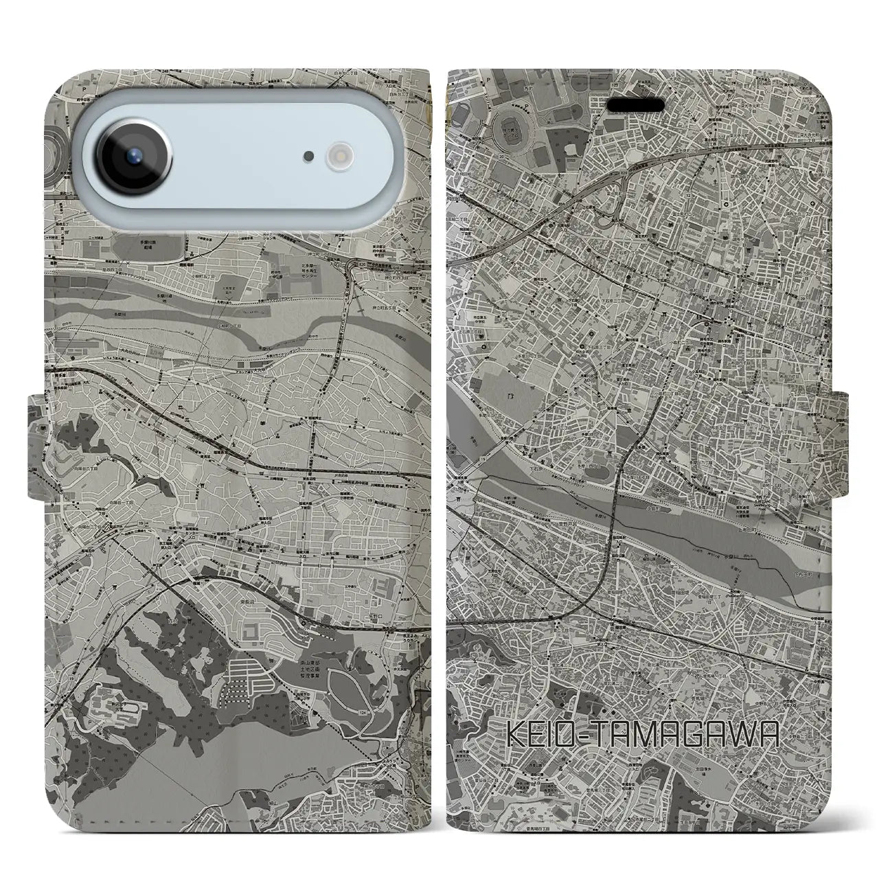 【京王多摩川(東京都)】地図柄iPhoneケース(手帳タイプ)