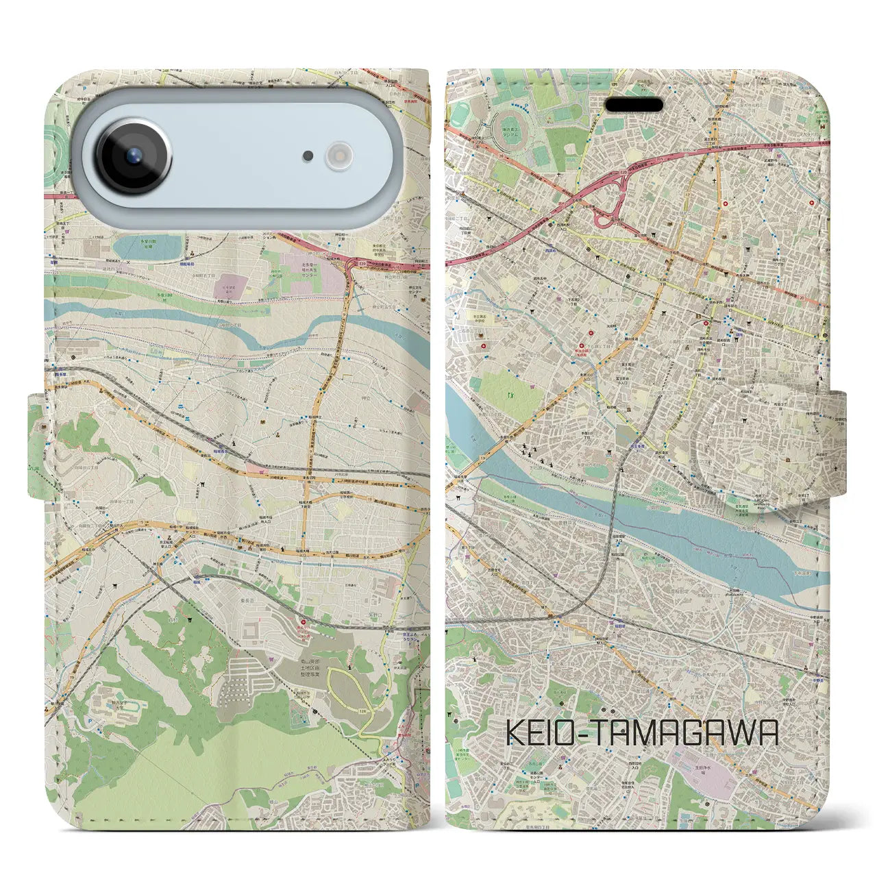【京王多摩川（東京都）】地図柄iPhoneケース（手帳タイプ）