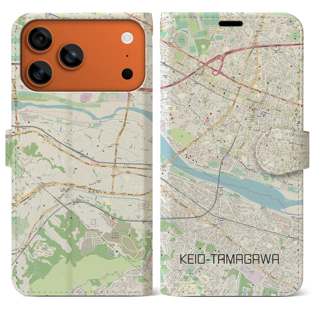 【京王多摩川(東京都)】地図柄iPhoneケース(手帳タイプ)