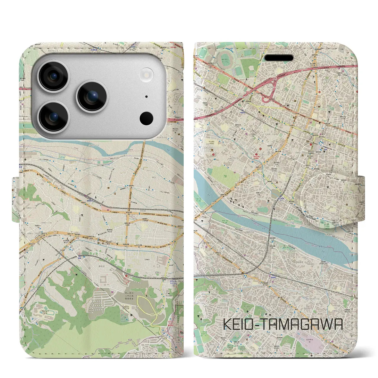 【京王多摩川(東京都)】地図柄iPhoneケース(手帳タイプ)