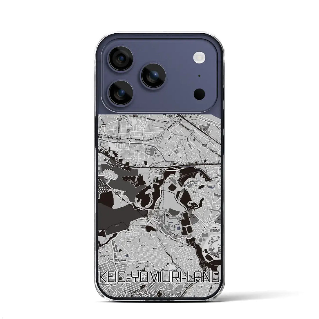 【京王よみうりランド（東京都）】地図柄iPhoneケース（クリアタイプ）モノトーン・iPhone 17 Pro Max 用