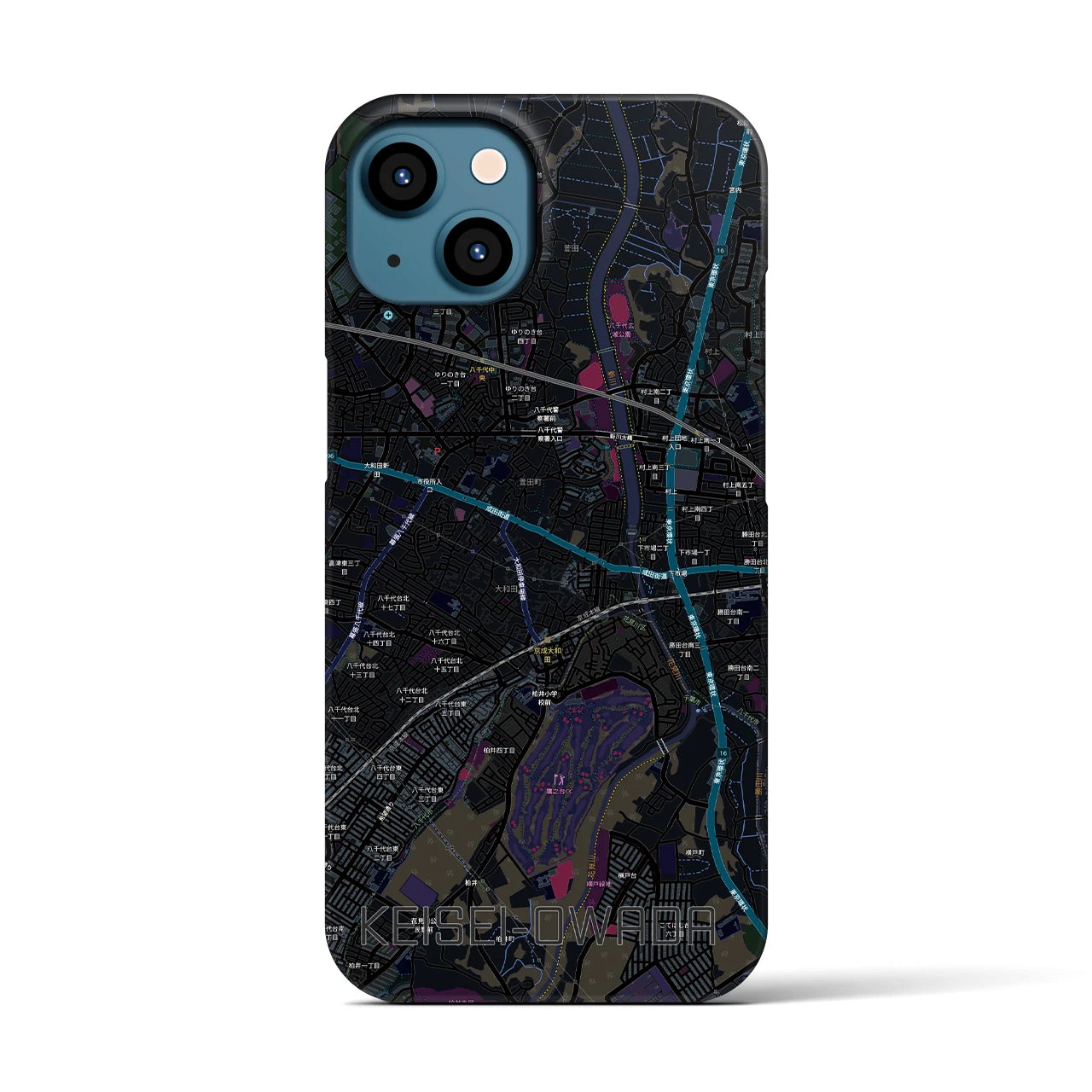 【京成大和田（千葉県）】地図柄iPhoneケース（バックカバータイプ）