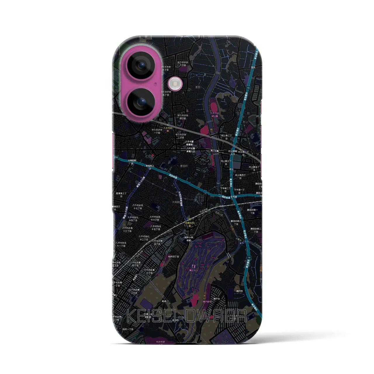 【京成大和田（千葉県）】地図柄iPhoneケース（バックカバータイプ）