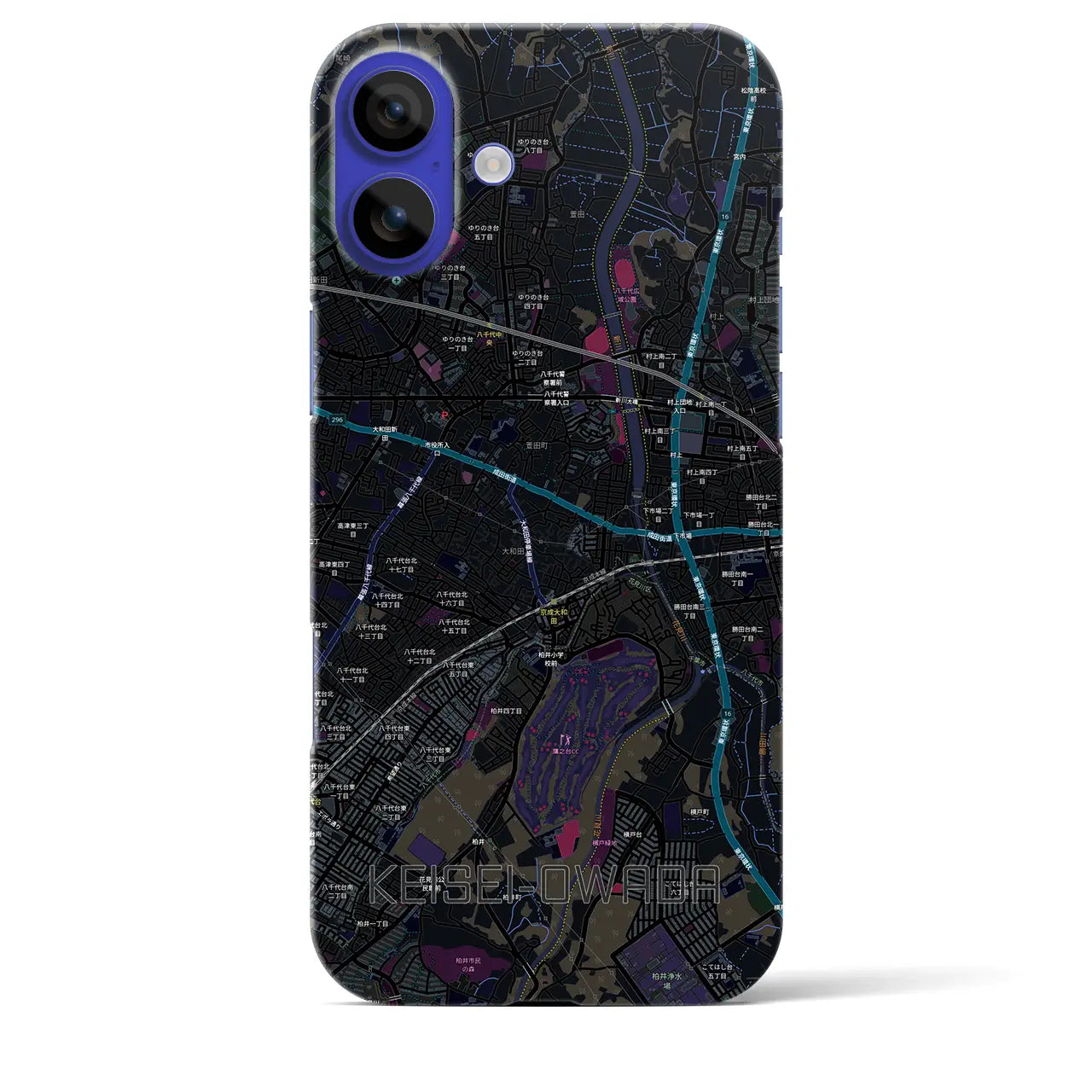 【京成大和田（千葉県）】地図柄iPhoneケース（バックカバータイプ）
