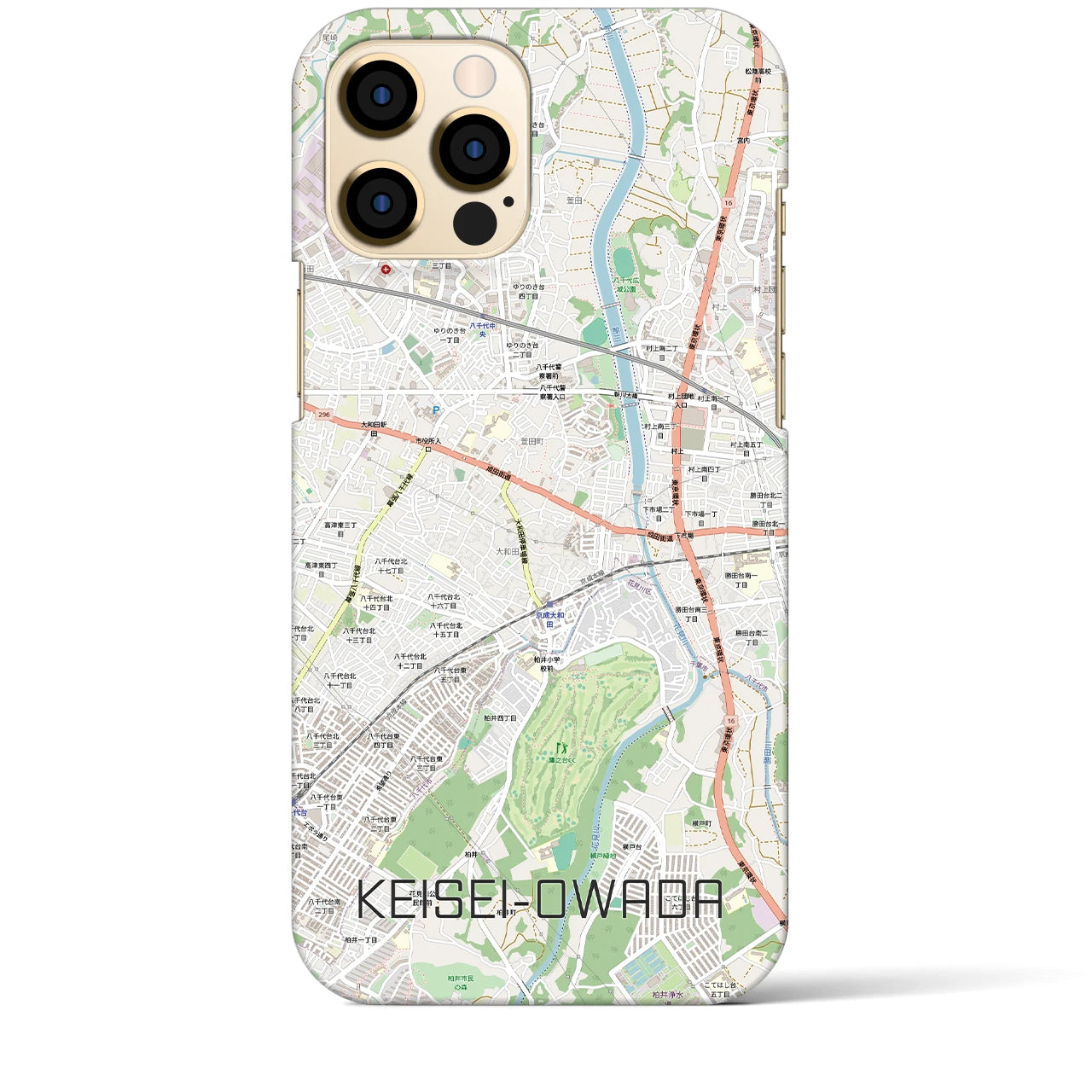 【京成大和田（千葉県）】地図柄iPhoneケース（バックカバータイプ）