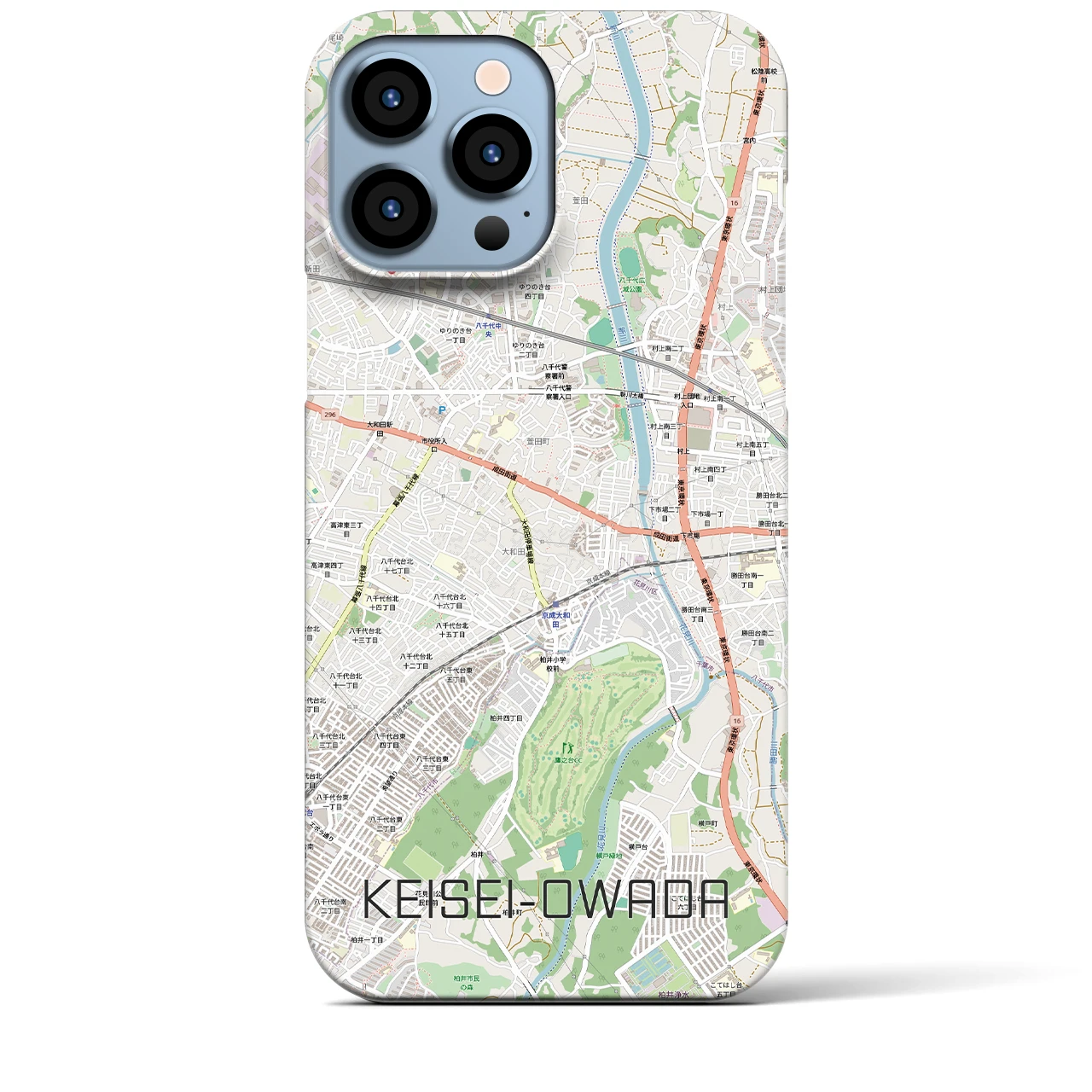 【京成大和田（千葉県）】地図柄iPhoneケース（バックカバータイプ）