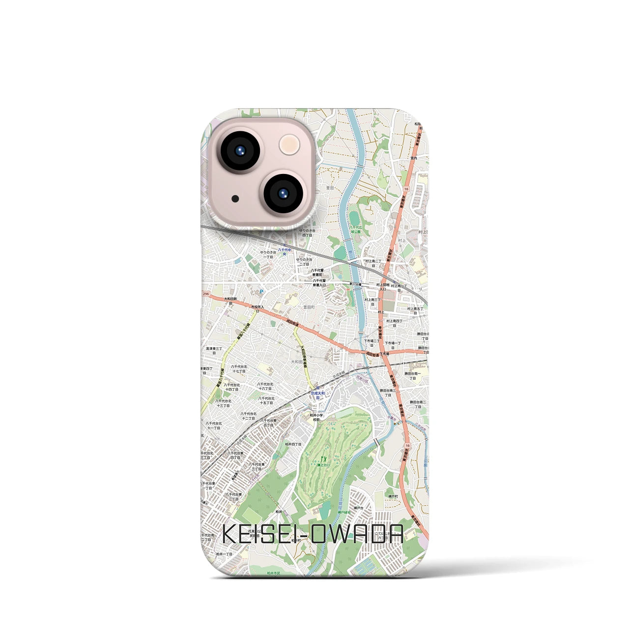 【京成大和田（千葉県）】地図柄iPhoneケース（バックカバータイプ）