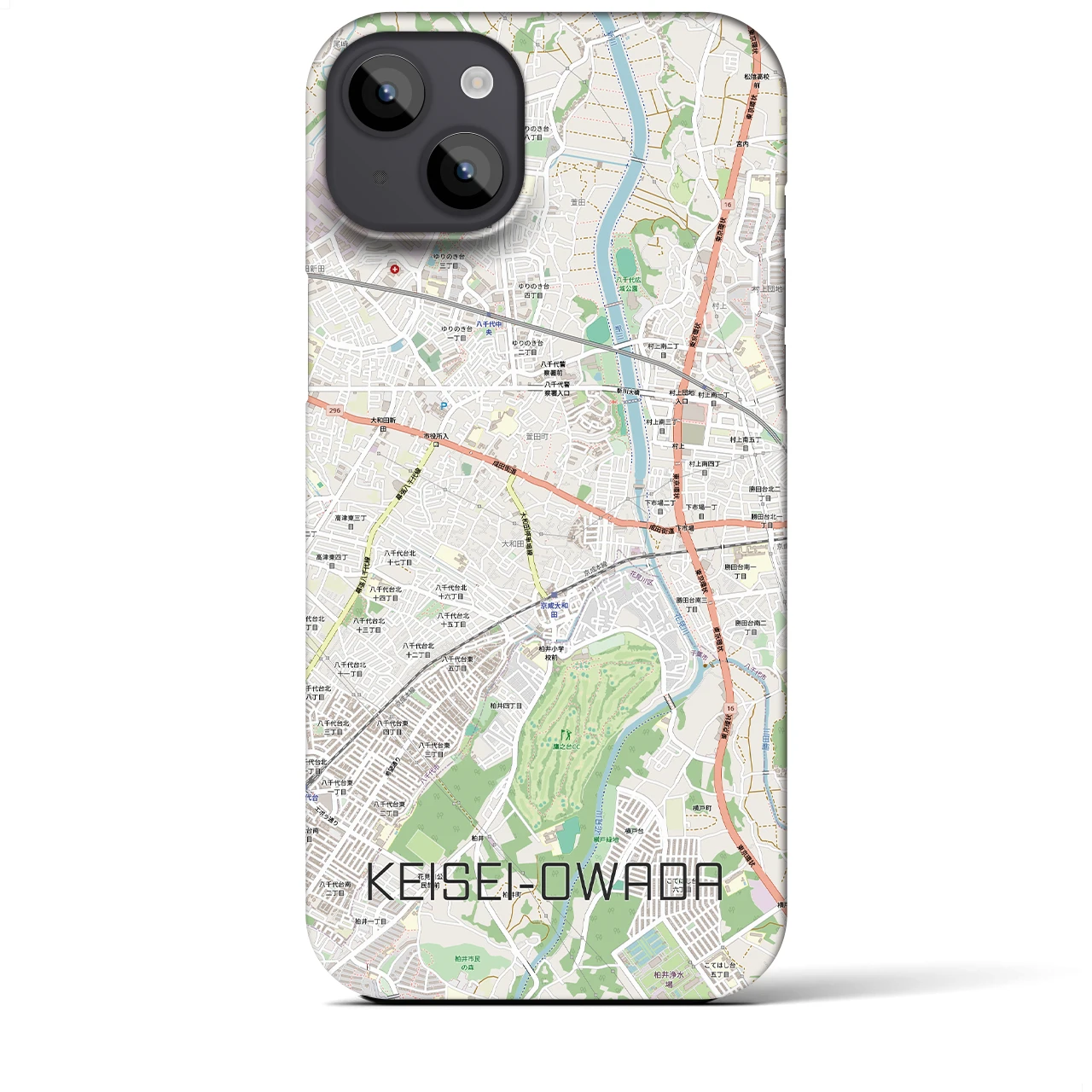 【京成大和田（千葉県）】地図柄iPhoneケース（バックカバータイプ）