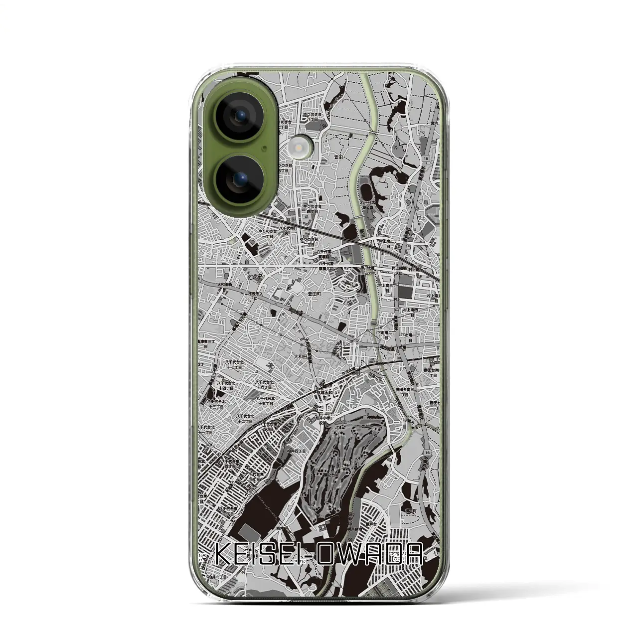 【京成大和田（千葉県）】地図柄iPhoneケース（クリアタイプ）モノトーン・iPhone 17 Pro Max 用