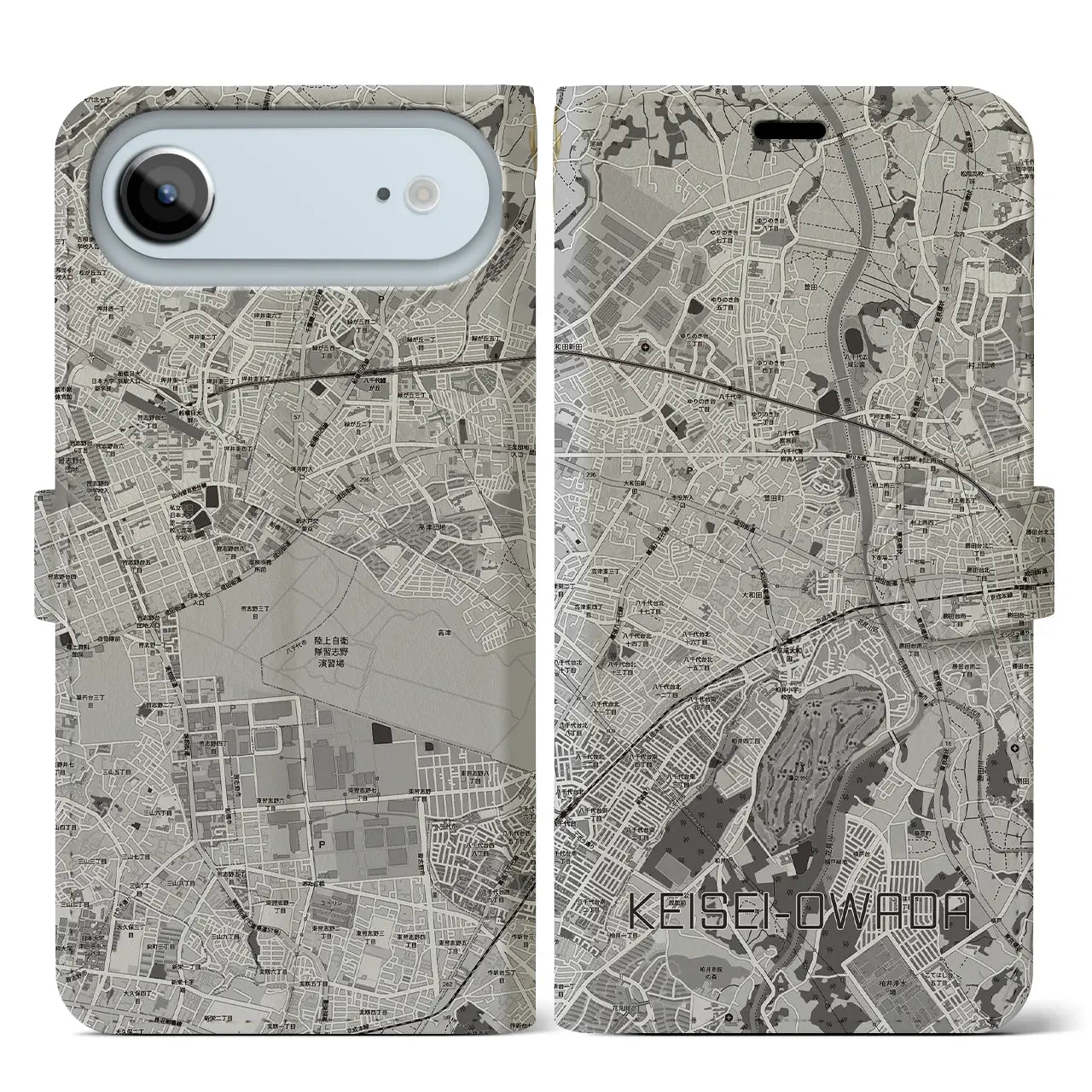 【京成大和田（千葉県）】地図柄iPhoneケース（手帳タイプ）