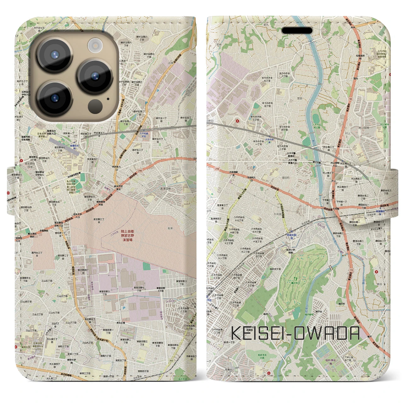 【京成大和田（千葉県）】地図柄iPhoneケース（手帳タイプ）