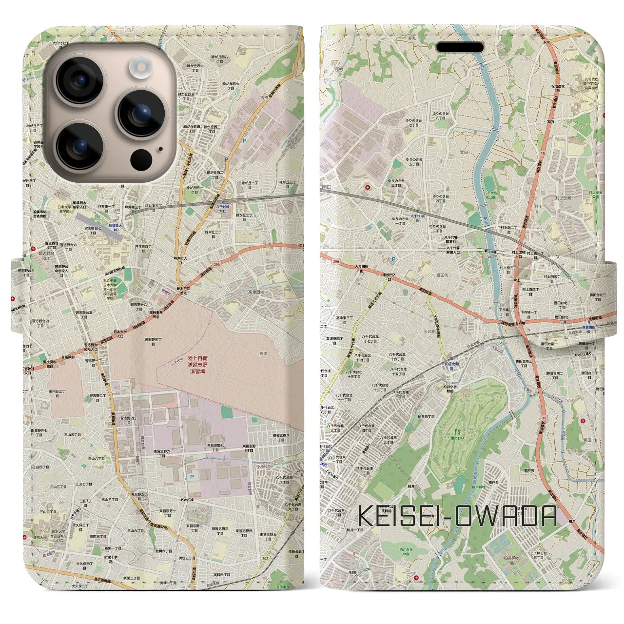 【京成大和田（千葉県）】地図柄iPhoneケース（手帳タイプ）