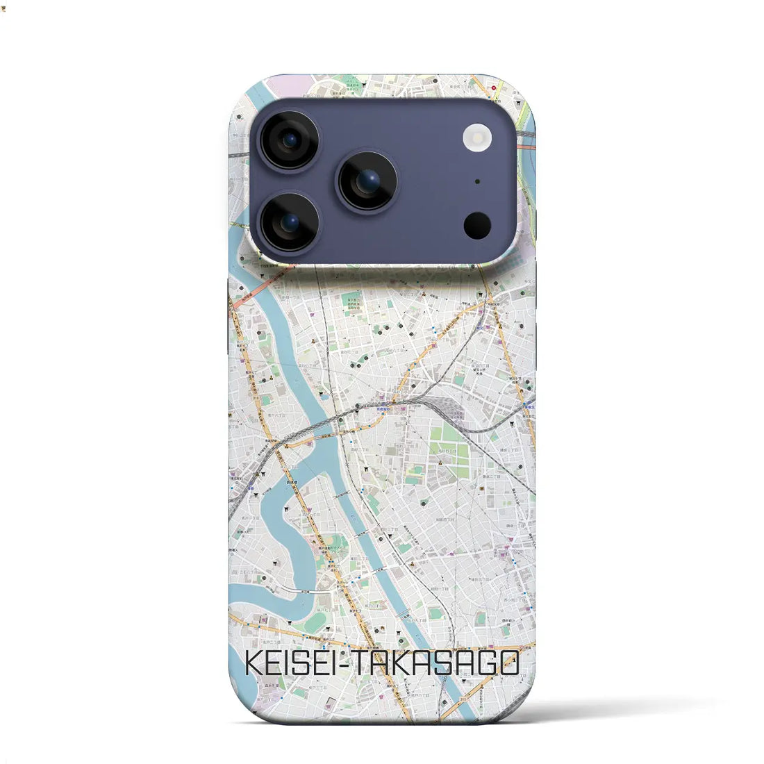 【京成高砂（東京都）】地図柄iPhoneケース（バックカバータイプ）ブラック・iPhone 17 Pro Max 用