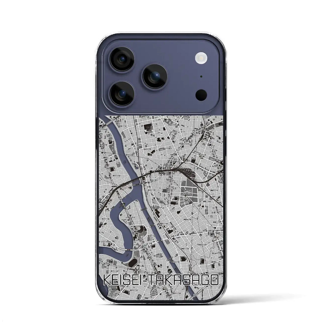 【京成高砂（東京都）】地図柄iPhoneケース（クリアタイプ）モノトーン・iPhone 17 Pro Max 用