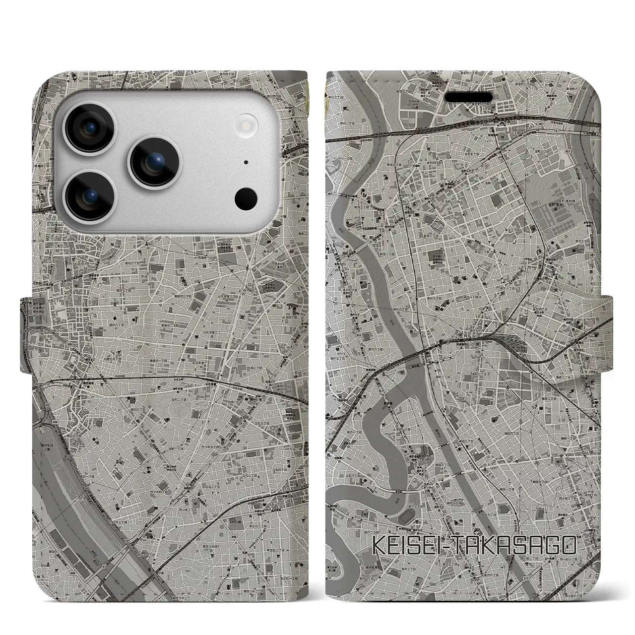 【京成高砂（東京都）】地図柄iPhoneケース（手帳タイプ）