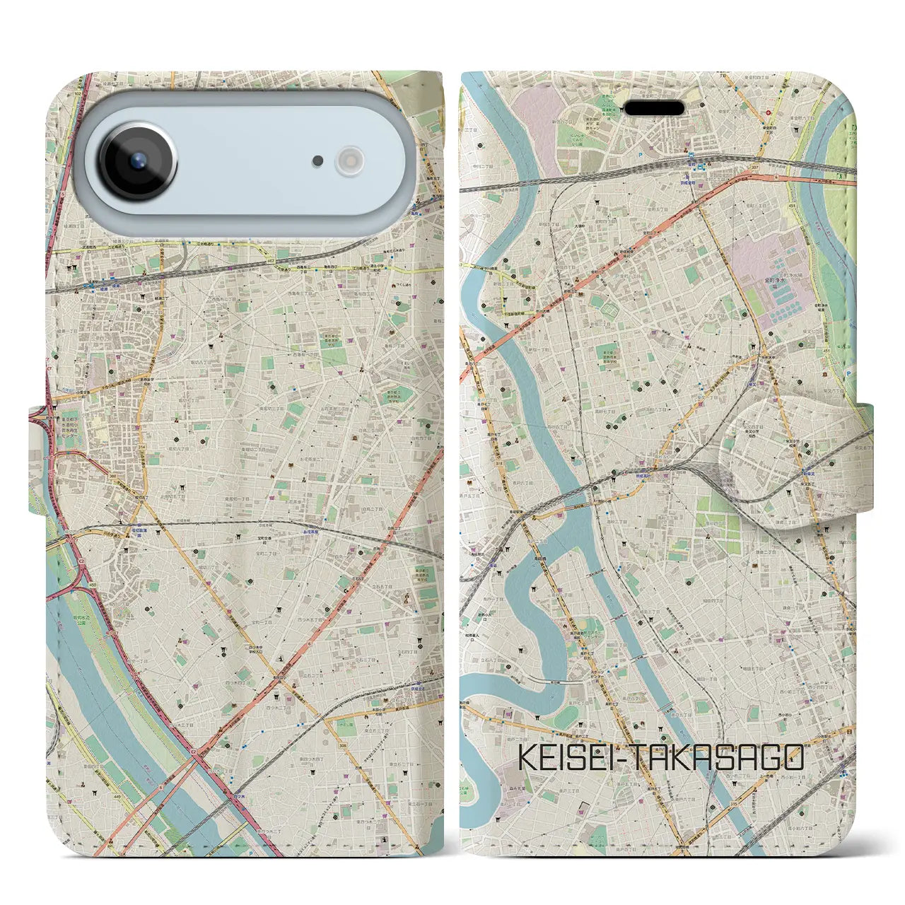 【京成高砂（東京都）】地図柄iPhoneケース（手帳タイプ）