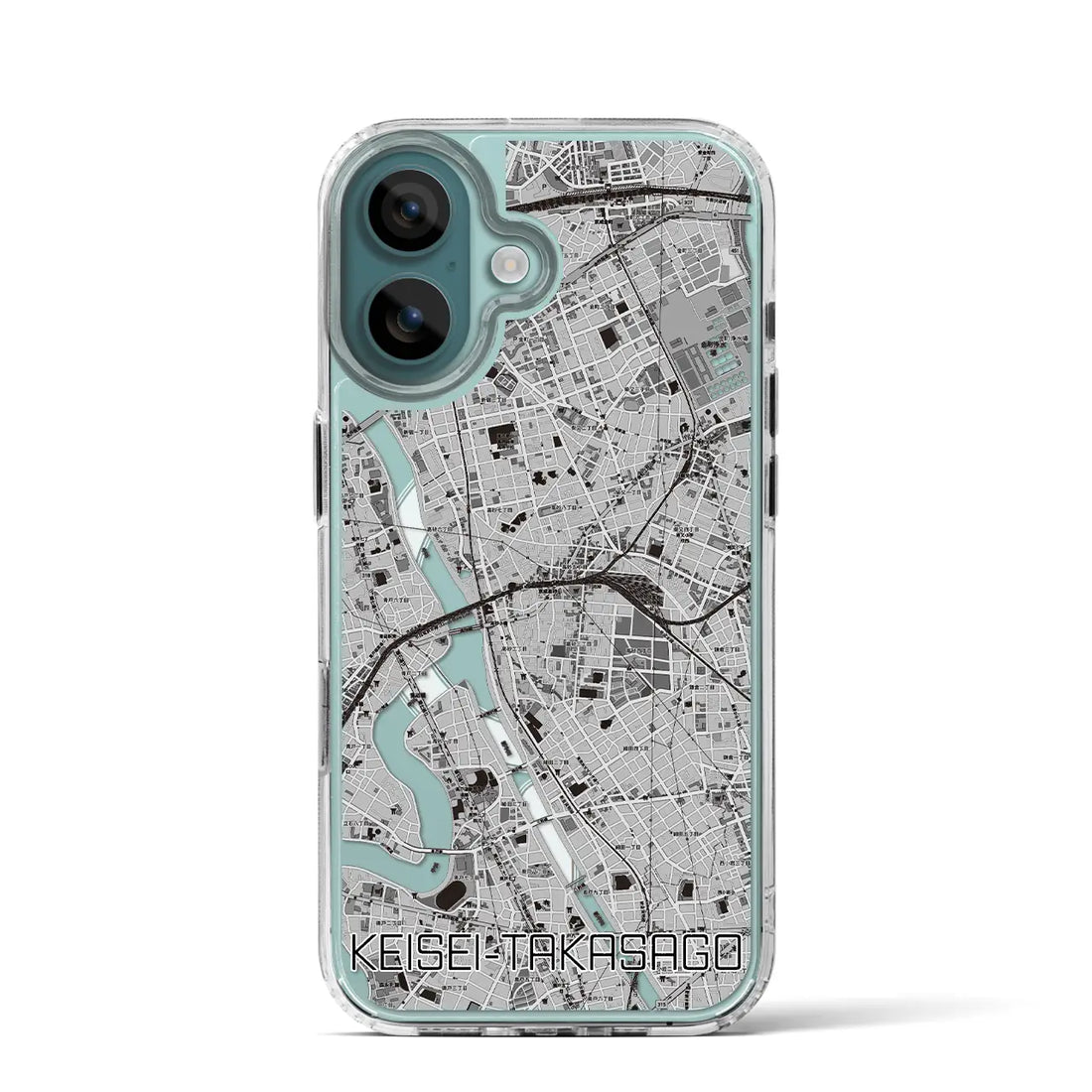 【京成高砂（東京都）】地図柄iPhoneケース（MagSafeタイプ）モノトーン・iPhone 16 Pro 用