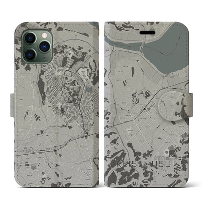 【京成臼井（千葉県）】地図柄iPhoneケース（手帳タイプ）モノトーン・iPhone 11 Pro 用