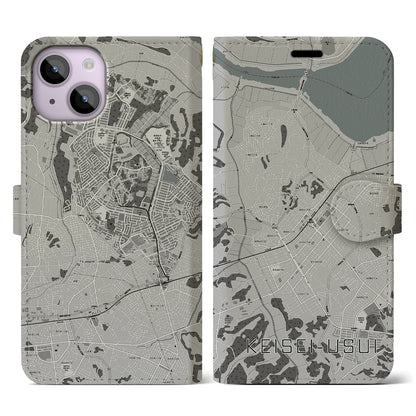 【京成臼井（千葉県）】地図柄iPhoneケース（手帳タイプ）モノトーン・iPhone 14 用