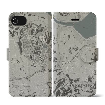 【京成臼井（千葉県）】地図柄iPhoneケース（手帳タイプ）モノトーン・iPhone SE（第3 / 第2世代） / 8 / 7 / 6s / 6 用